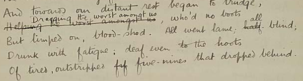Detail from autograph manuscript in the
English Faculty Library, Oxford University.